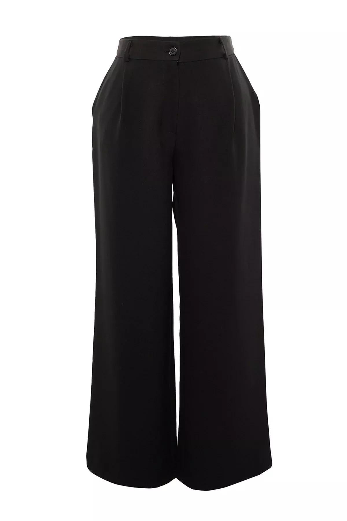 Black Wide Leg Plus Size Pants, , large image number 7