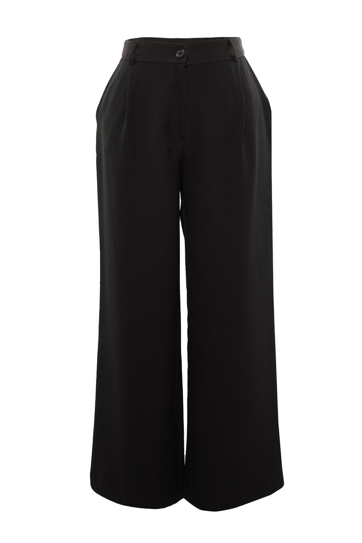 Black Wide Leg Plus Size Pants, , large image number 9