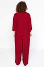 Trendyol - Burgundy V-Neck Plus Size Pyjama Set<br>