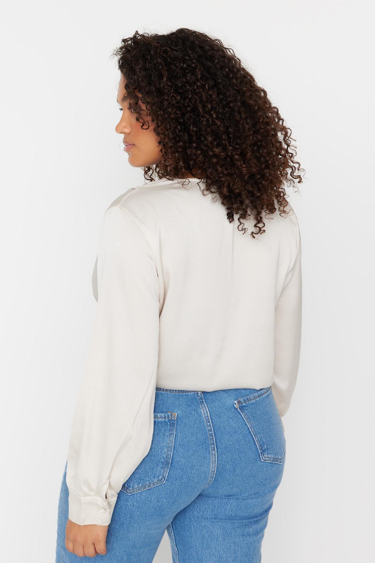 White Double-Breasted Plus Size Bodysuit, , large image number 4
