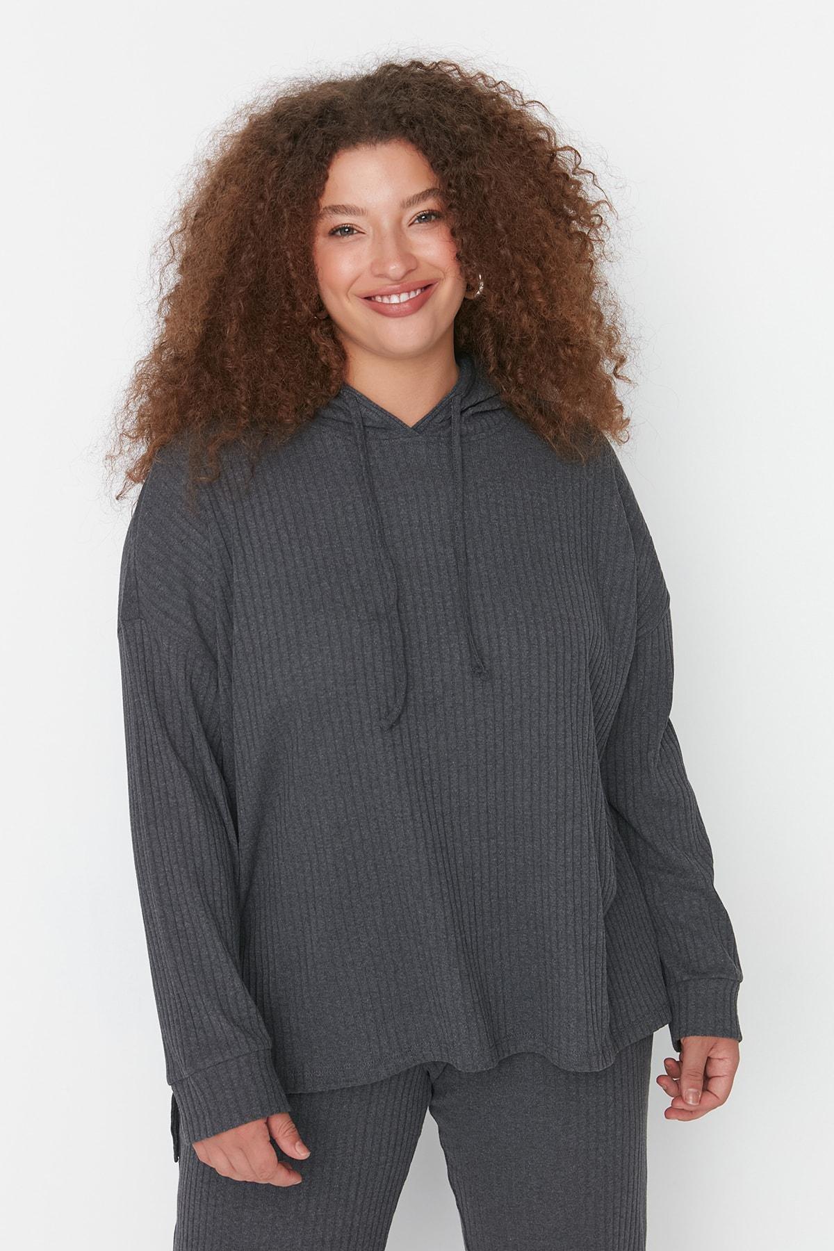 Black Knitted Plus Size Co-Ord Sets, , large image number 1