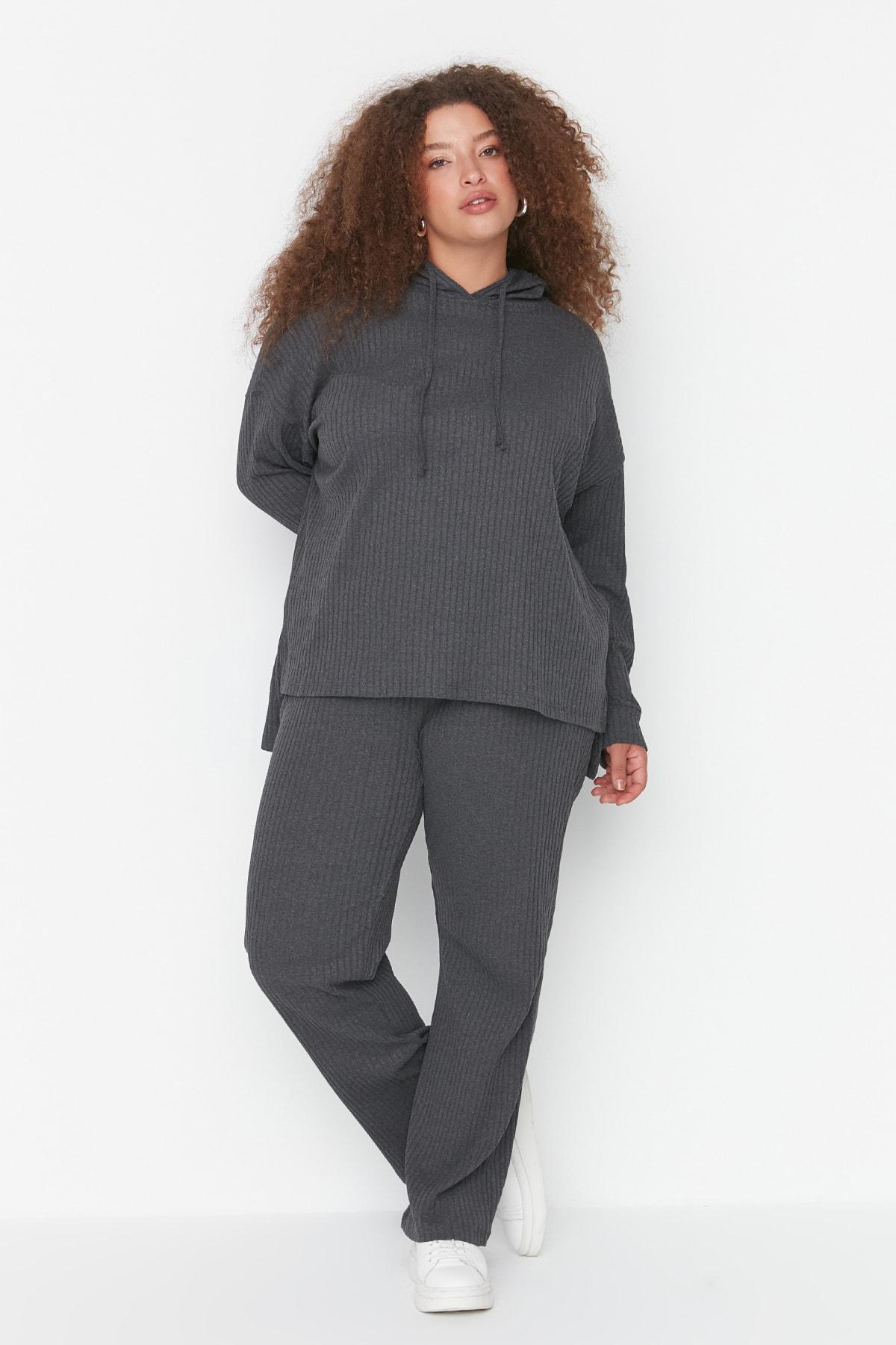 Black Knitted Plus Size Co-Ord Sets, , large image number 3