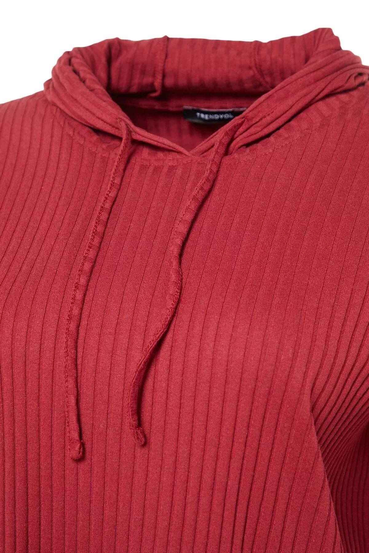 Burgundy Knitted Plus Size Co-Ord Sets, , large image number 6