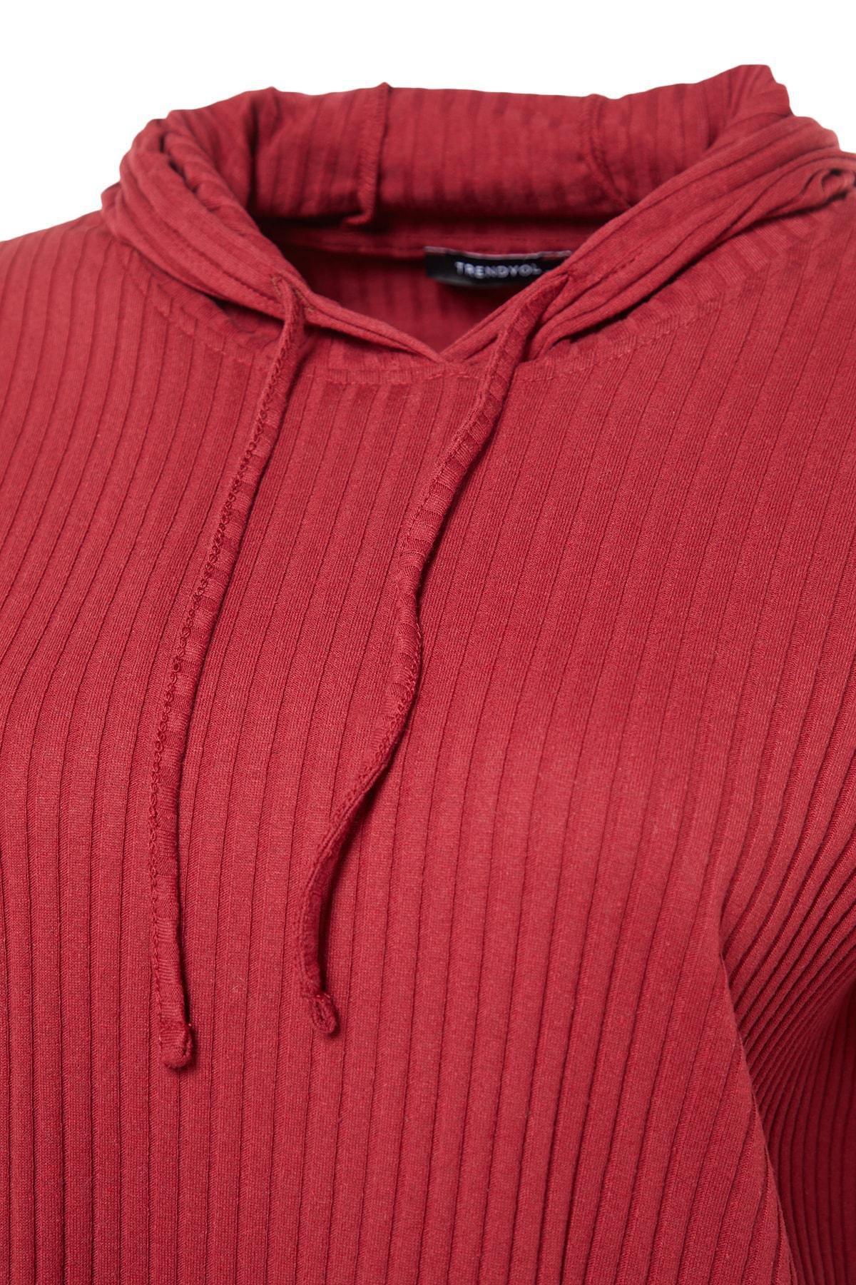 Burgundy Knitted Plus Size Co-Ord Sets, , large image number 7