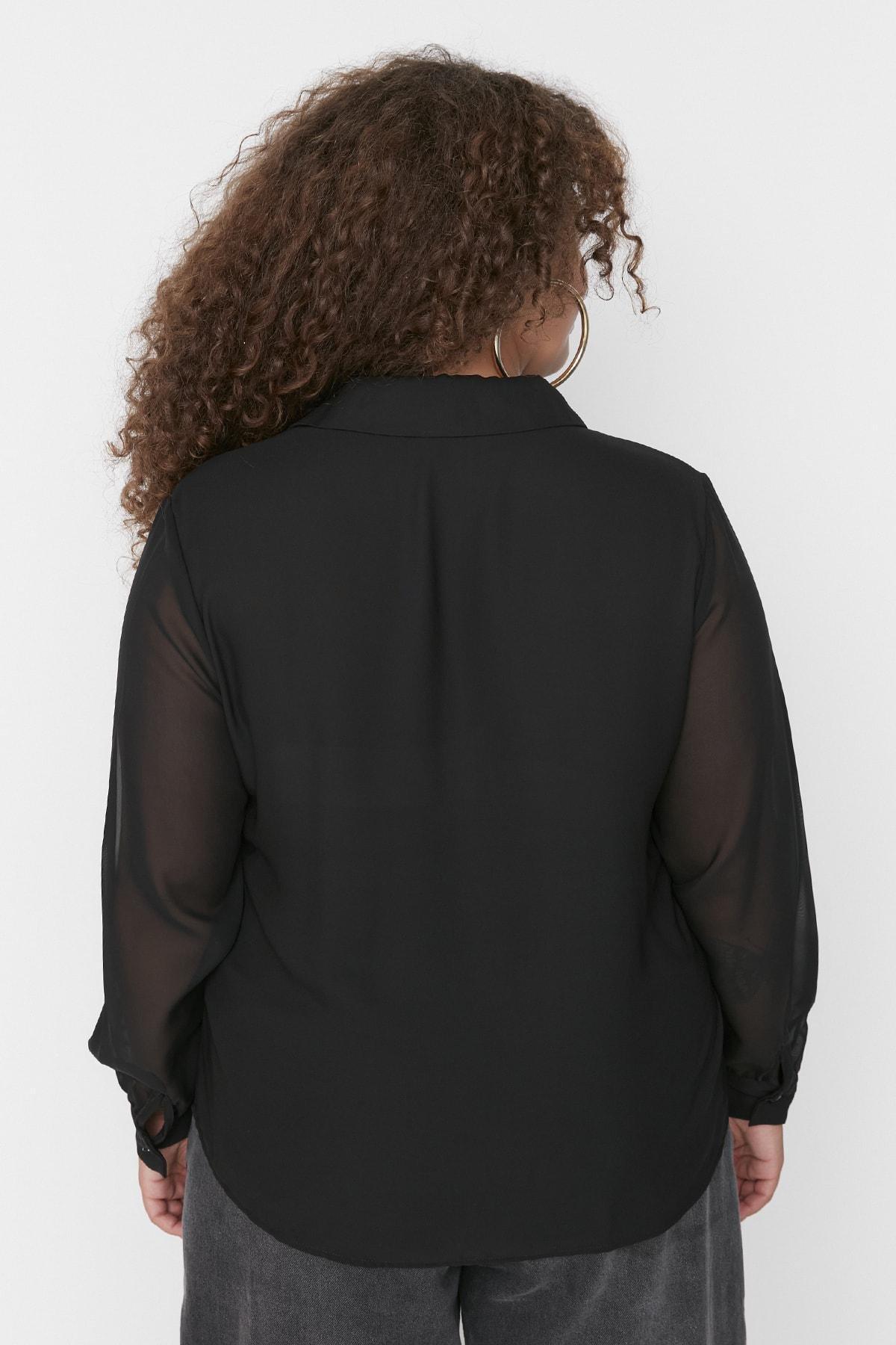 Black Regular Plus Size Shirt, , large image number 4