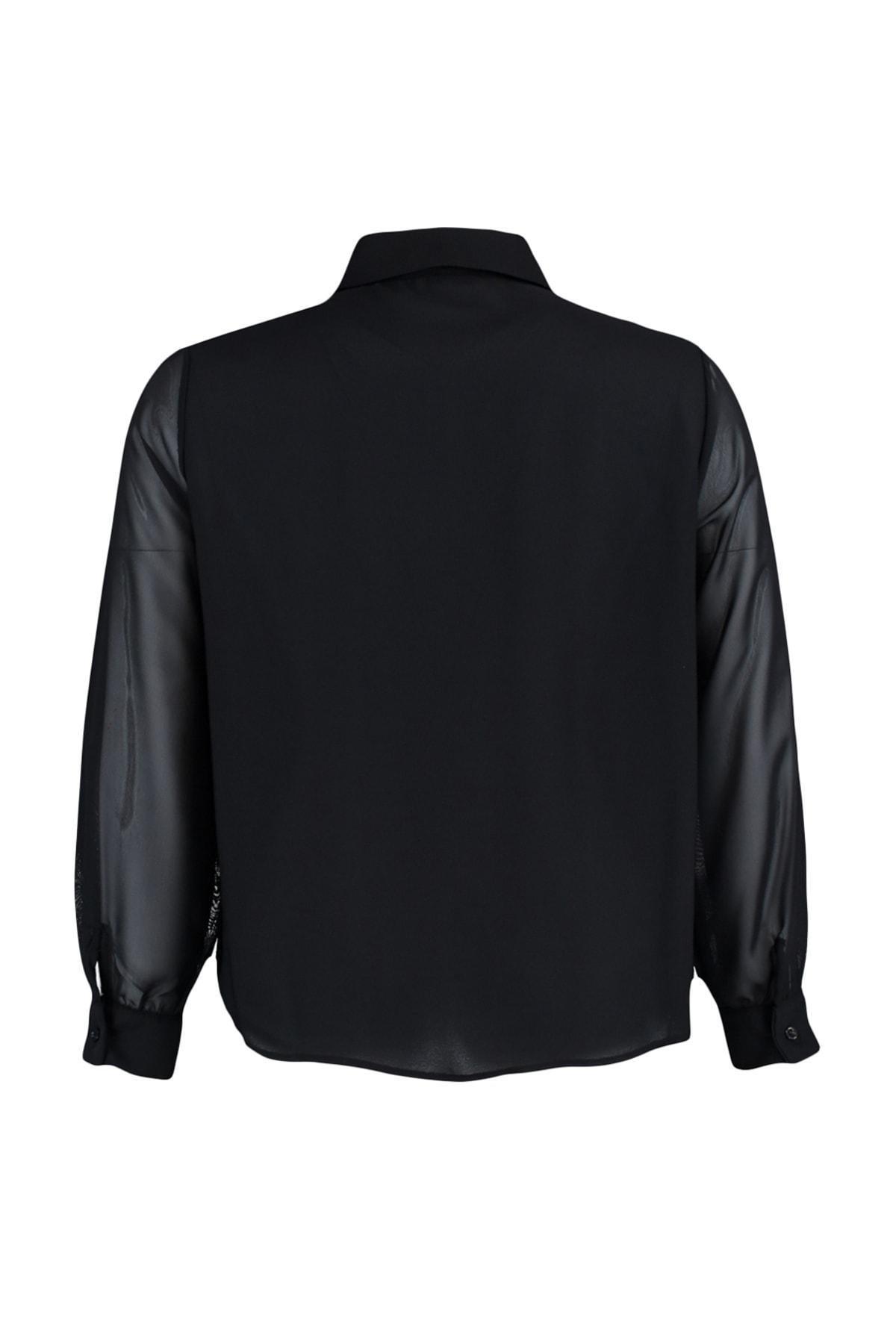 Black Regular Plus Size Shirt, , large image number 5