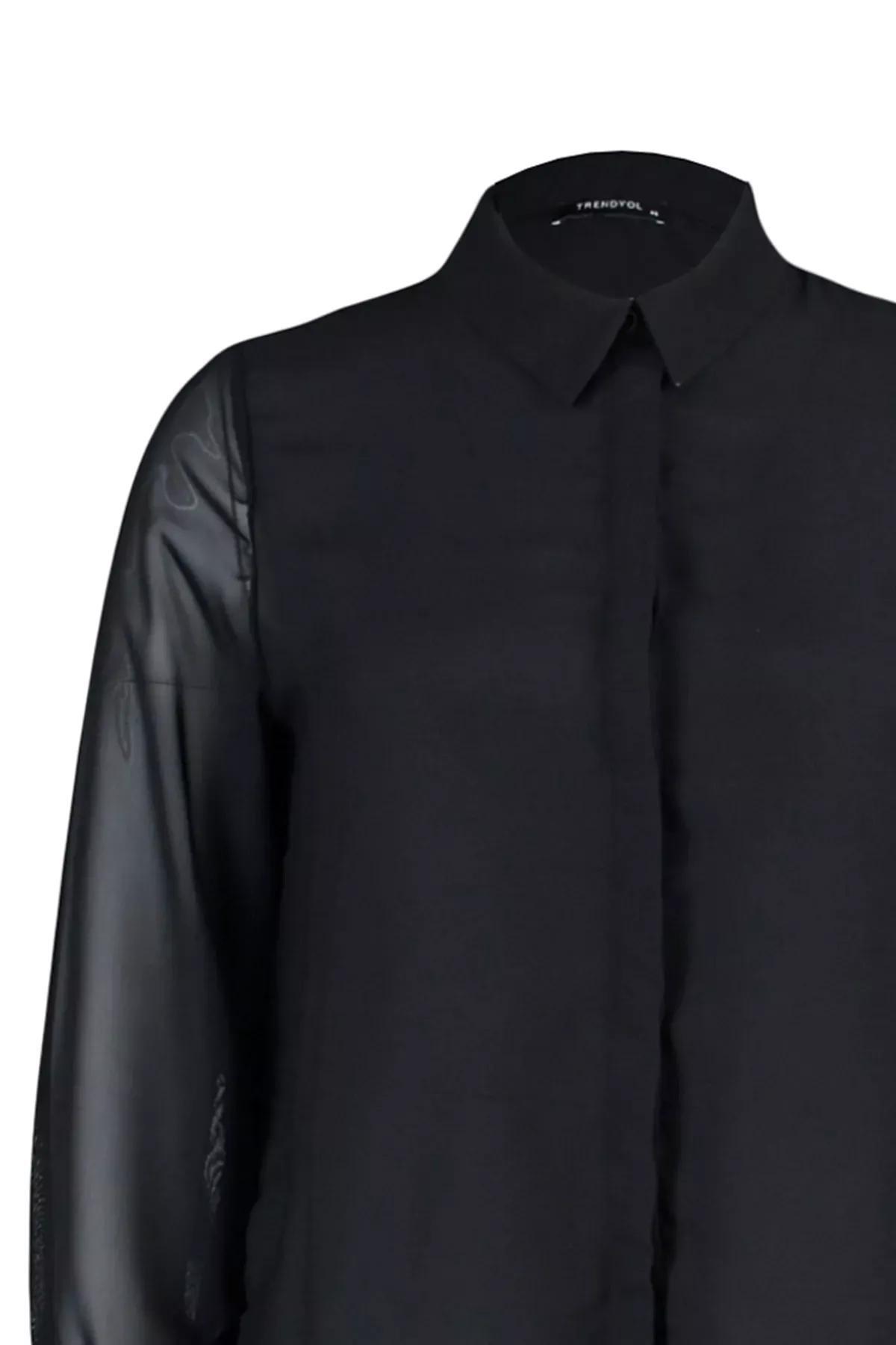 Black Regular Plus Size Shirt, , large image number 6