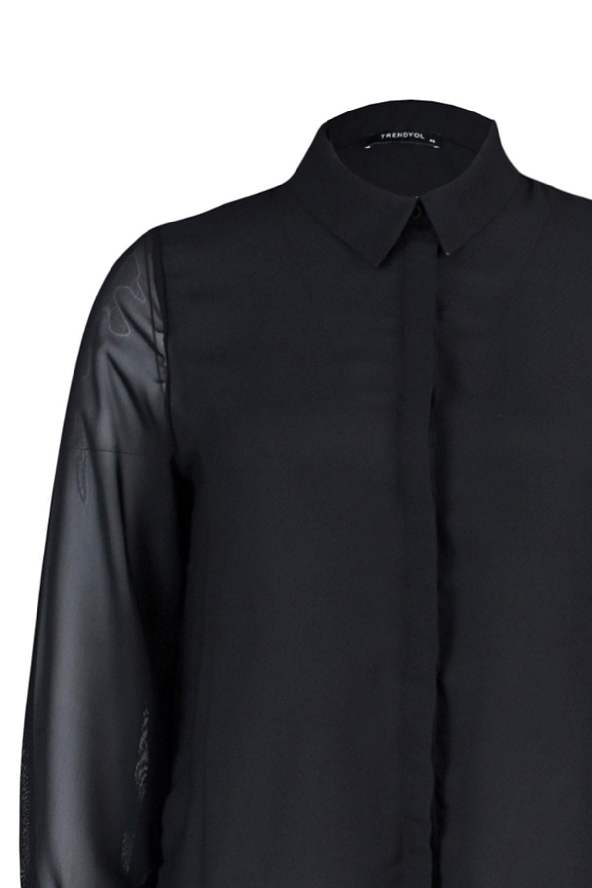 Black Regular Plus Size Shirt, , large image number 7