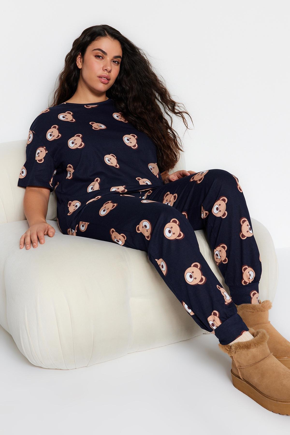 Navy Patterned Pyjama Set, , large image number 0