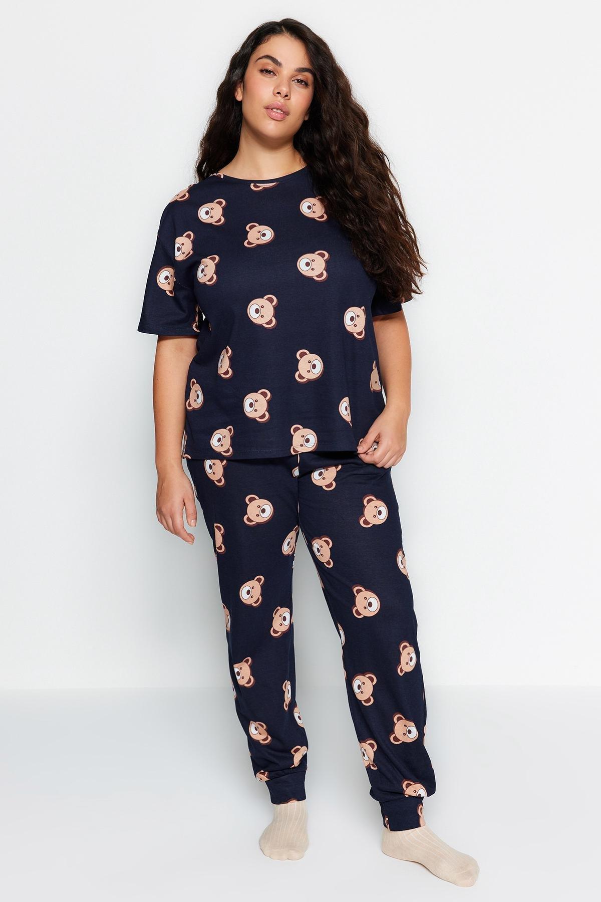 Navy Patterned Pyjama Set, , large image number 1