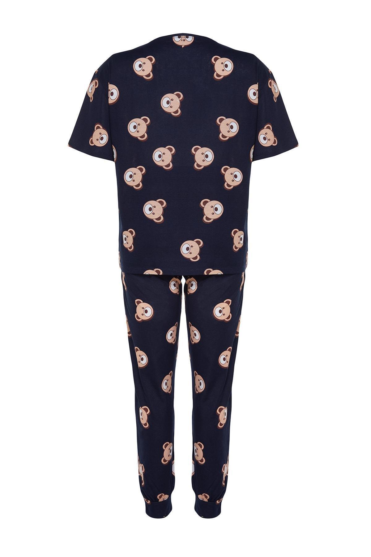 Navy Patterned Pyjama Set, , large image number 6