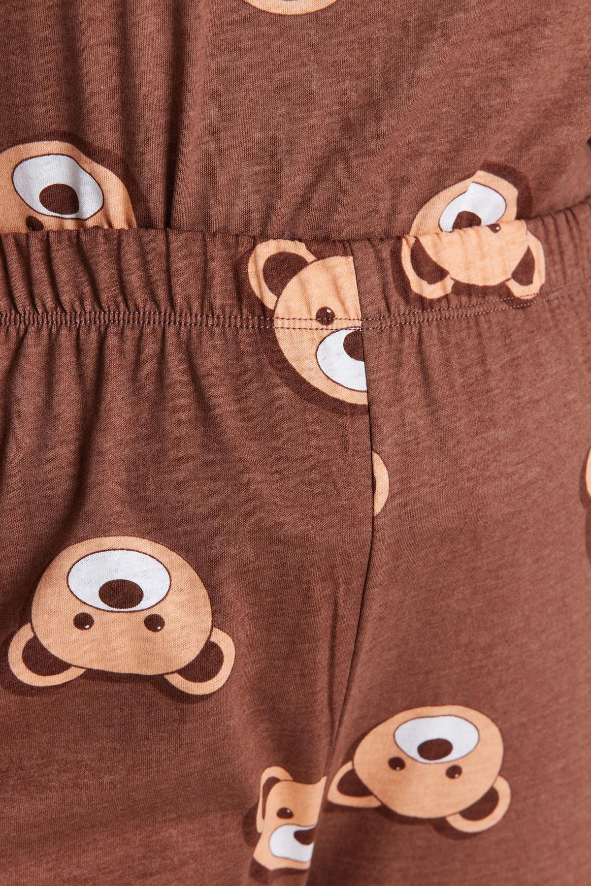 Brown Printed Plus Size Pajama Set, , large image number 3