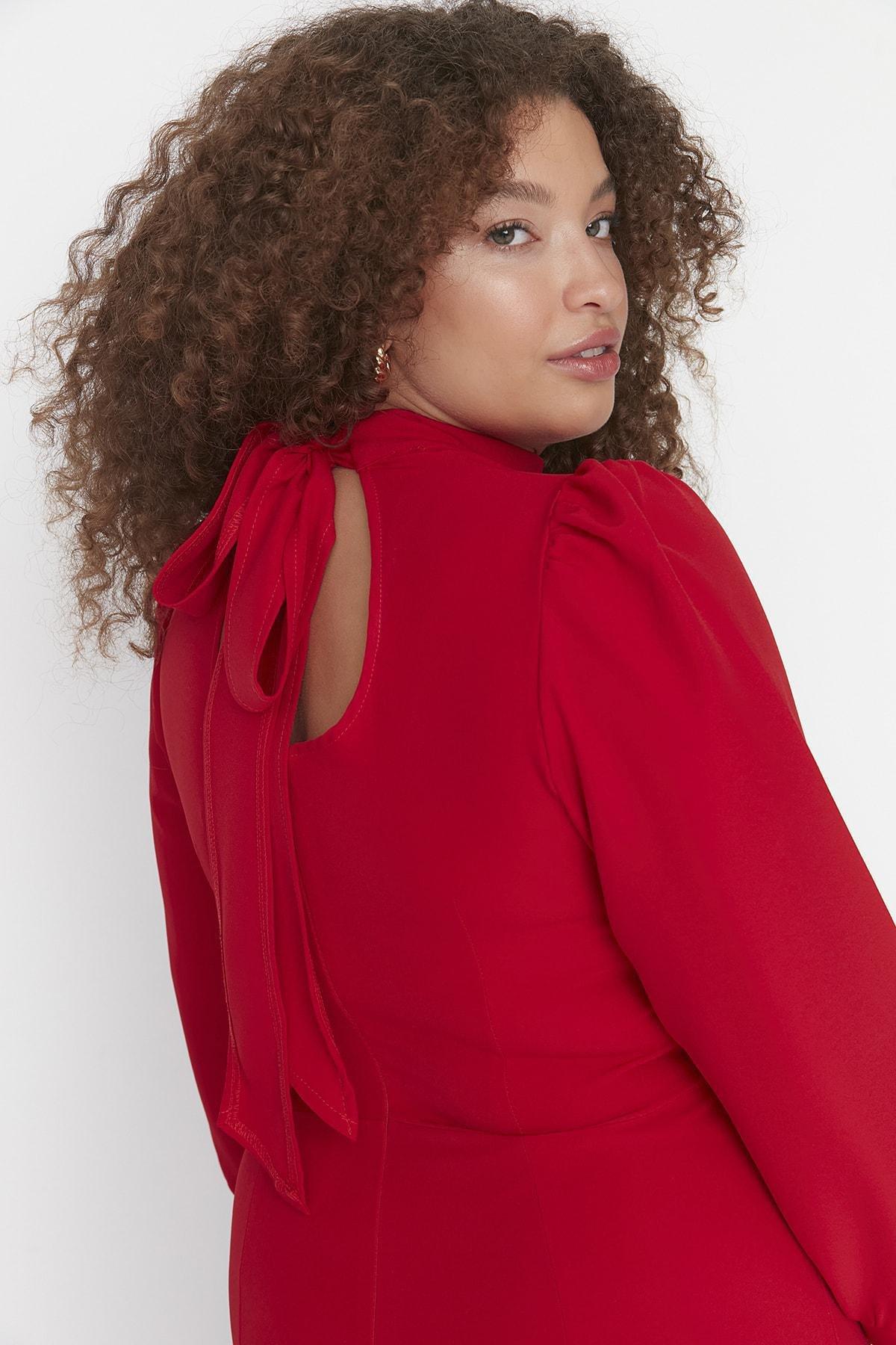 Red Basic Plus Size Mini Dress, , large image number 3