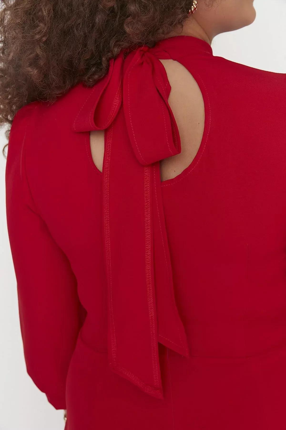 Red Basic Plus Size Mini Dress, , large image number 4