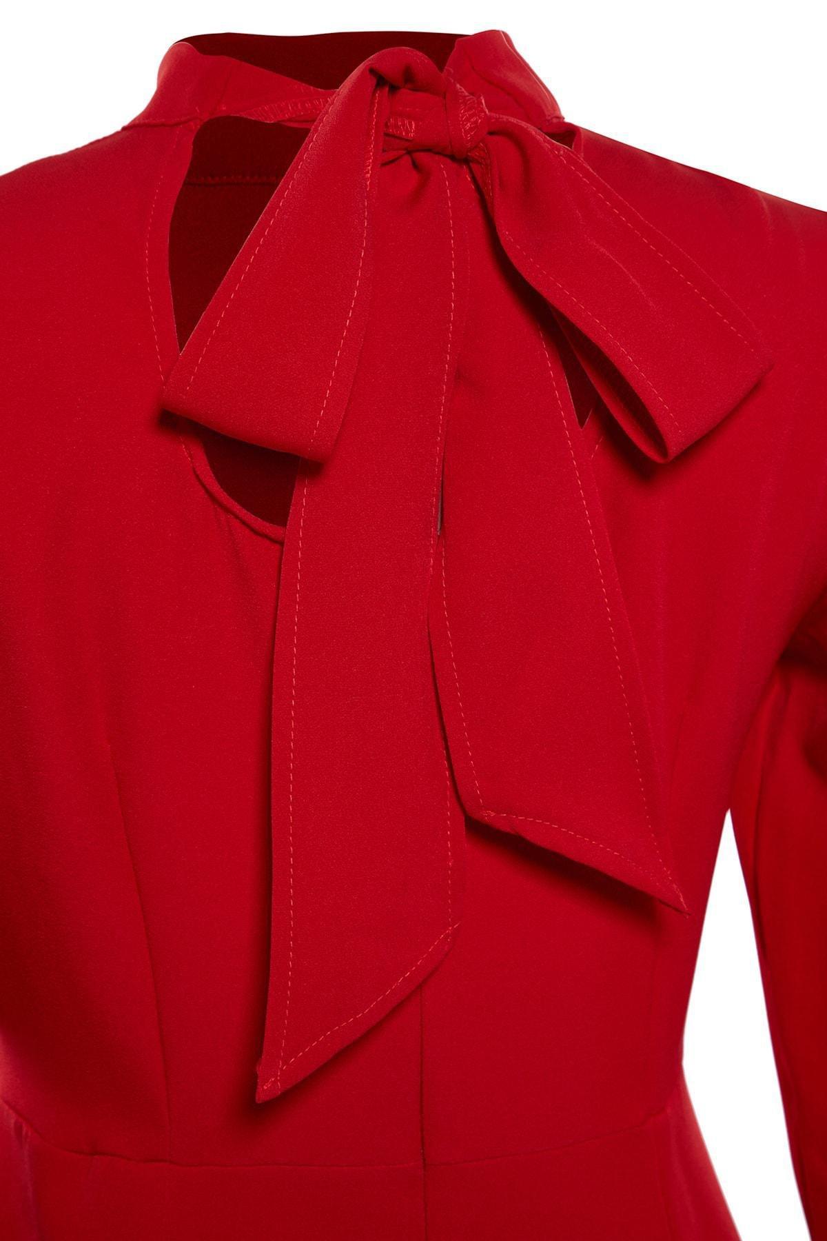 Red Basic Plus Size Mini Dress, , large image number 7