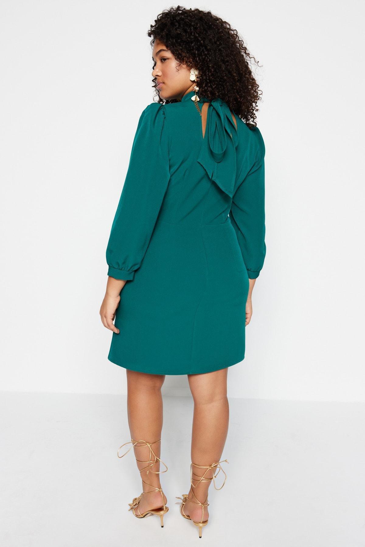 Green Basic Plus Size Dress, , large image number 1