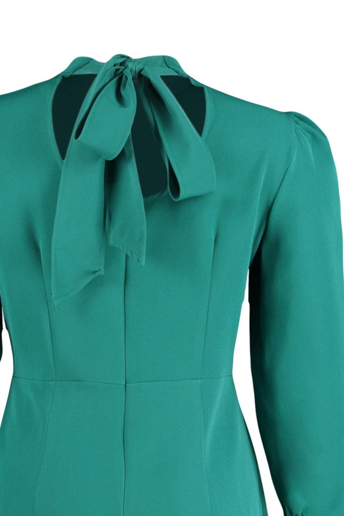 Green Basic Plus Size Dress, , large image number 6