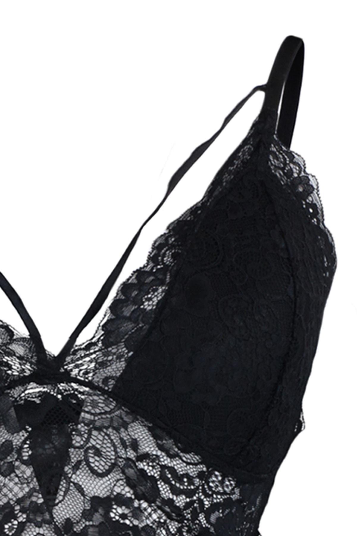 Black Detailed Plus Size Bra, , large image number 7