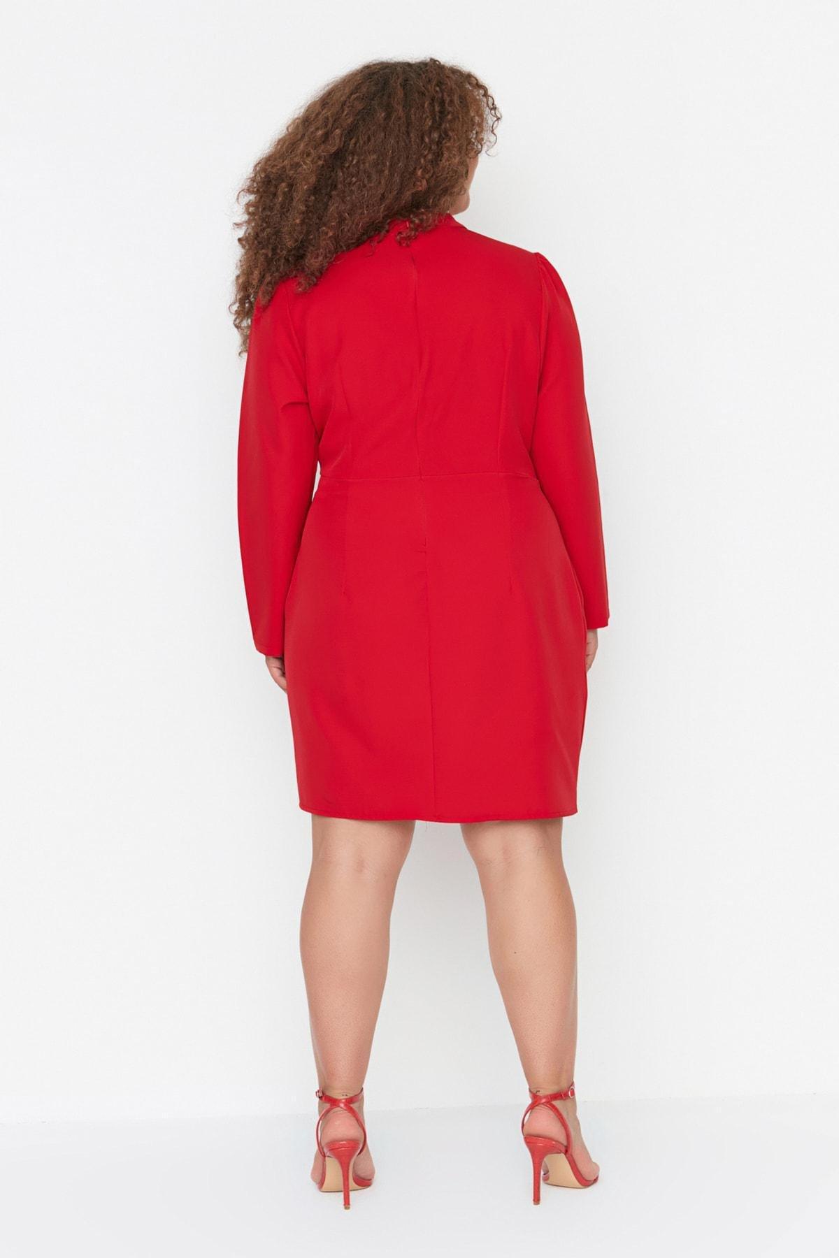 Trendyol - Red Cut-Out Detailed Plus Size Dress