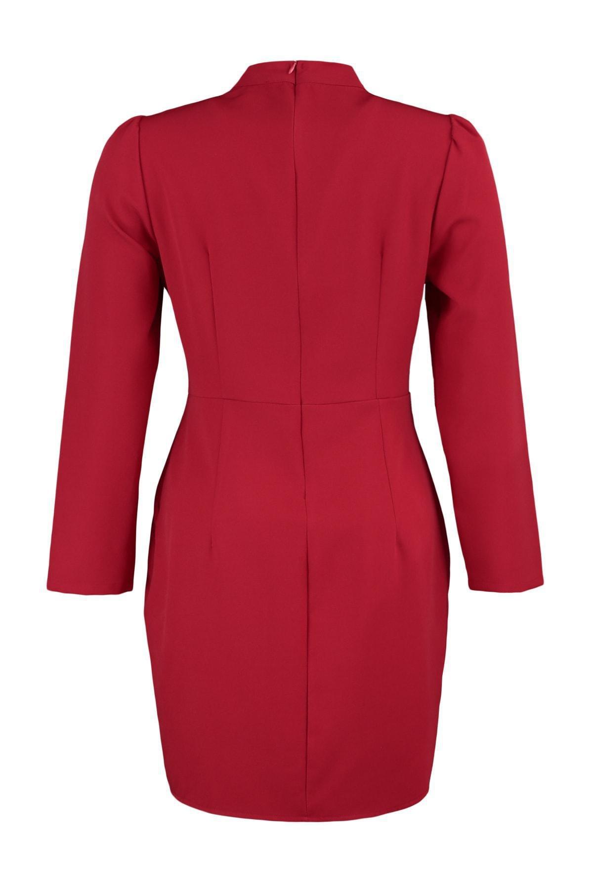 Red Cut-Out Detailed Plus Size Dress, , large image number 5