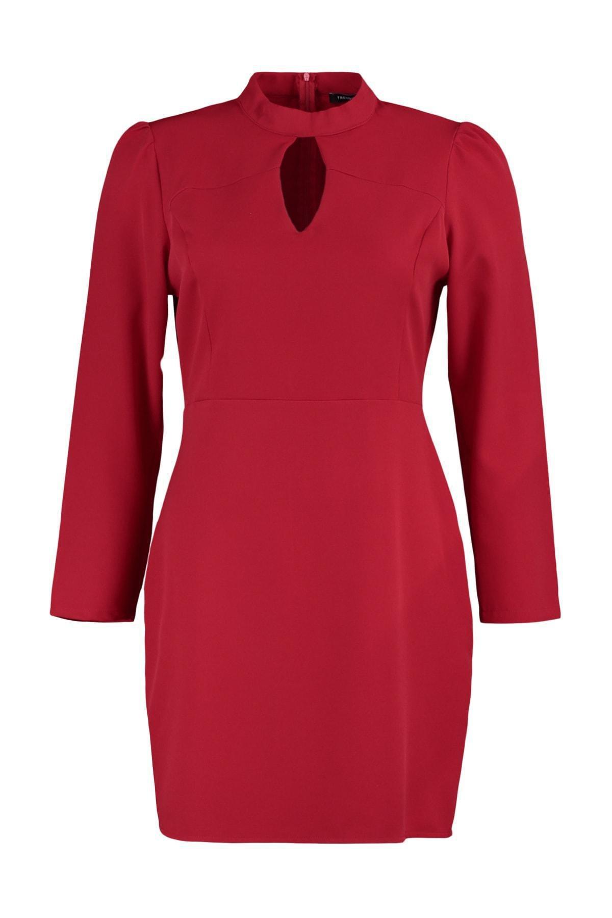 Red Cut-Out Detailed Plus Size Dress, , large image number 6