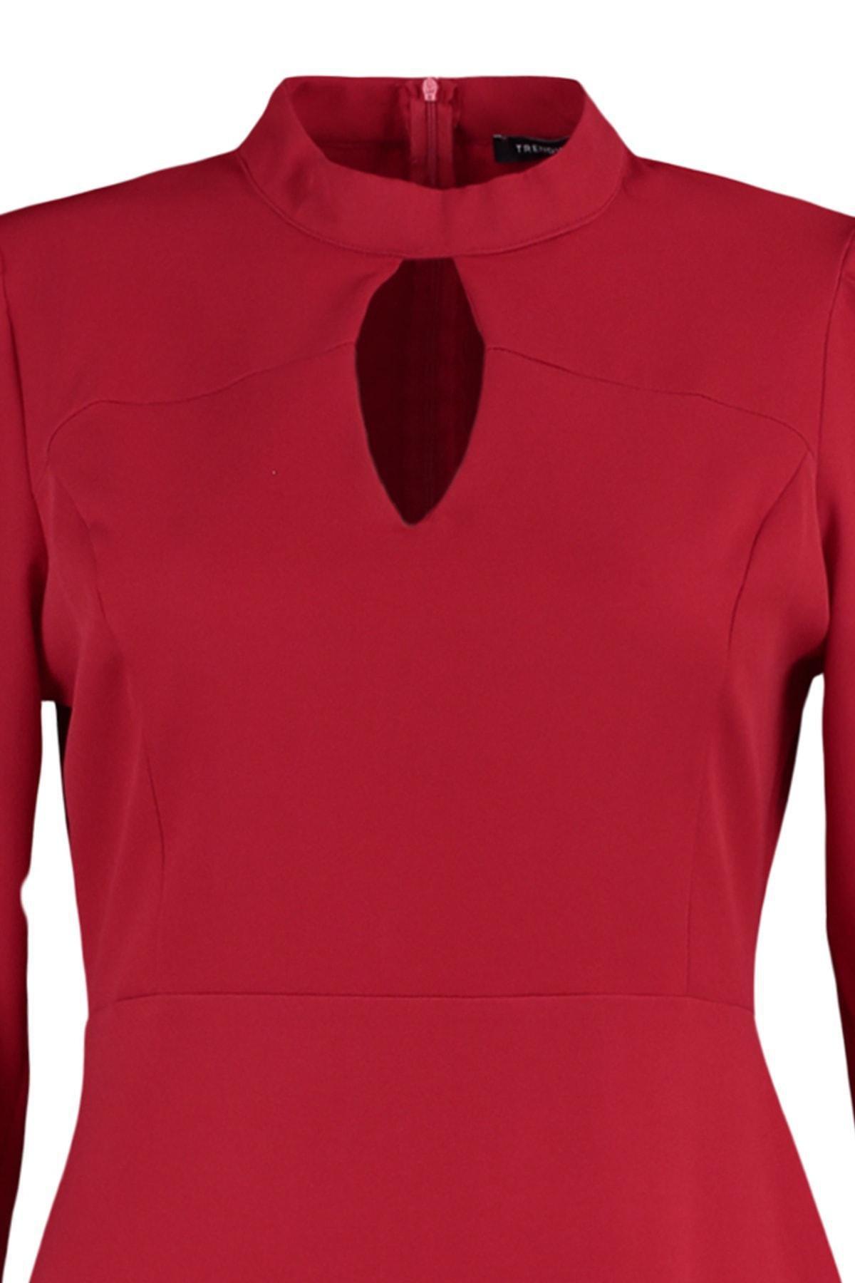 Red Cut-Out Detailed Plus Size Dress, , large image number 7