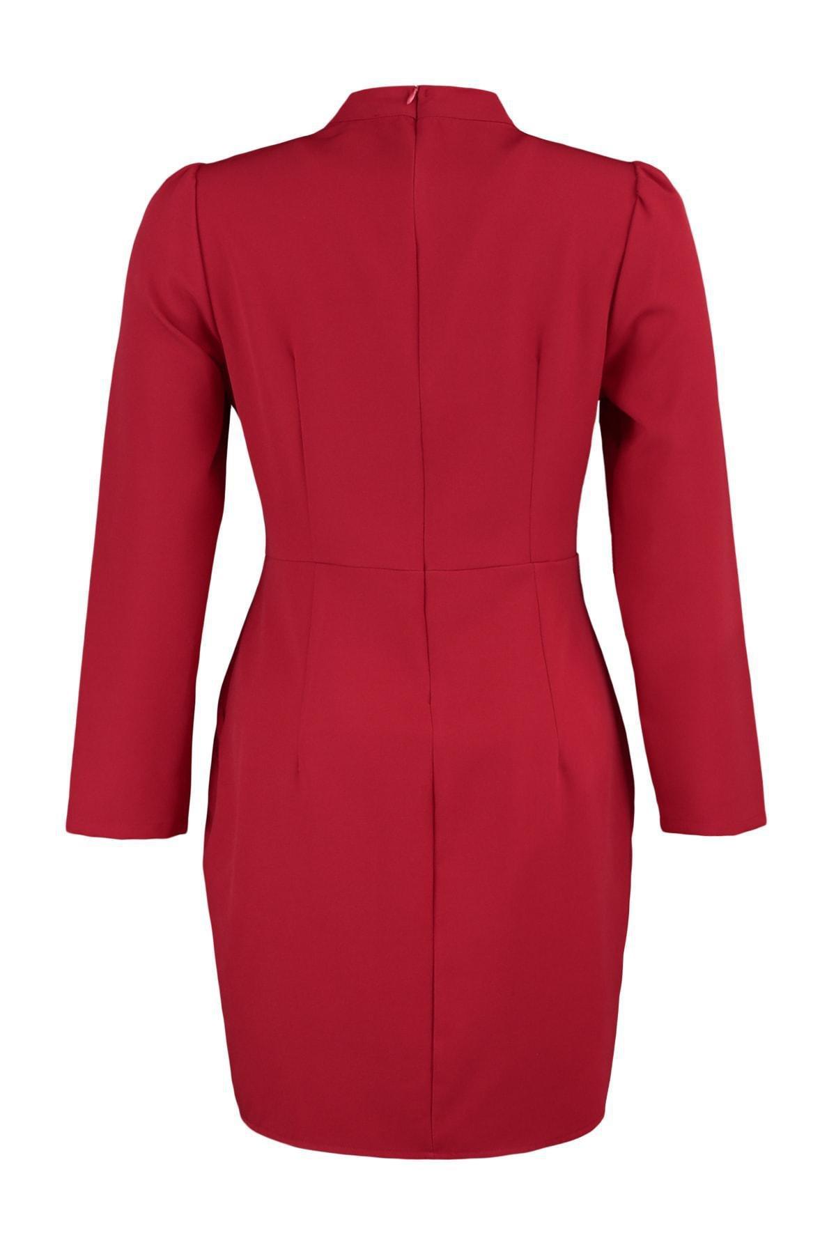 Trendyol - Red Cut-Out Detailed Plus Size Dress