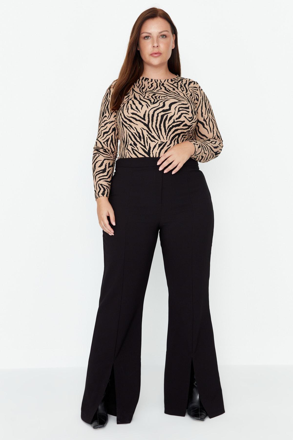 Trendyol - Black Wide Leg Plus Size Pants