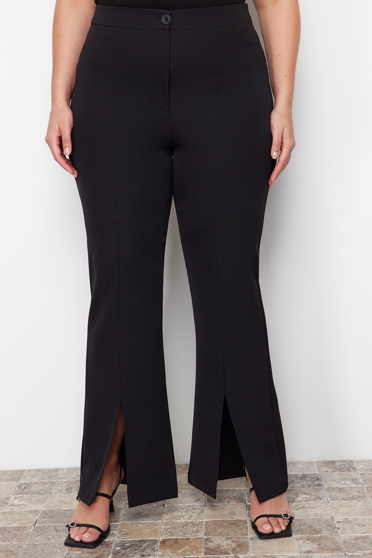 Black Wide Leg Plus Size Pants, , large image number 7