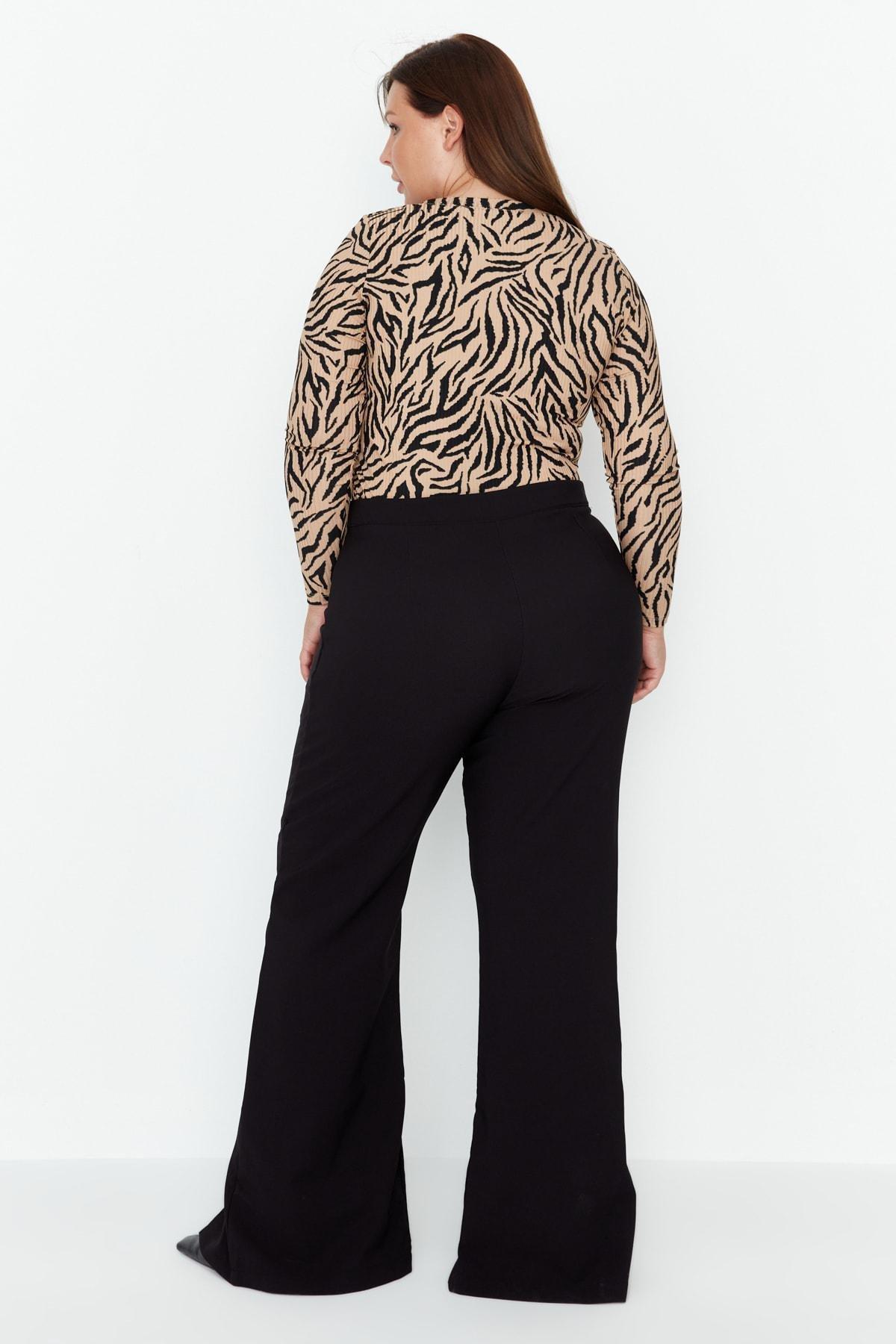 Black Wide Leg Plus Size Pants, , large image number 8