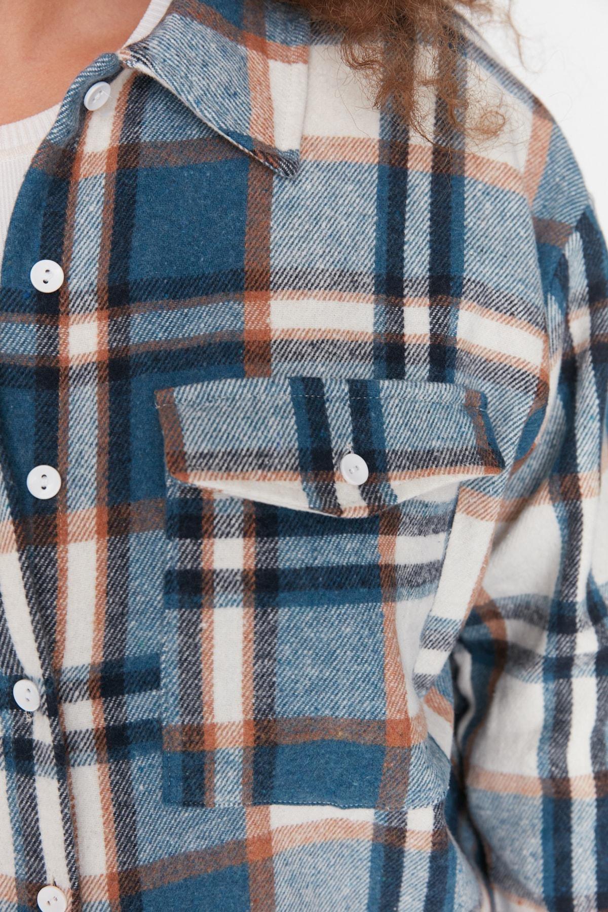 Blue Plaid Plus Size Shirt, , large image number 2