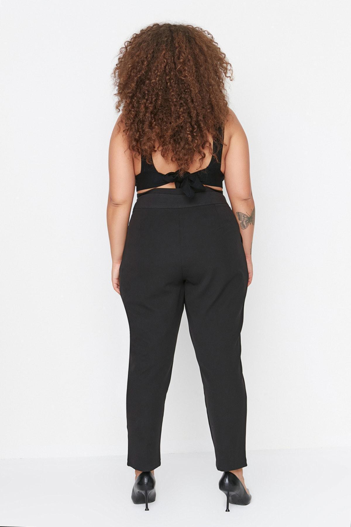 Trendyol - Black Cigarette Pants Plus Size Pants