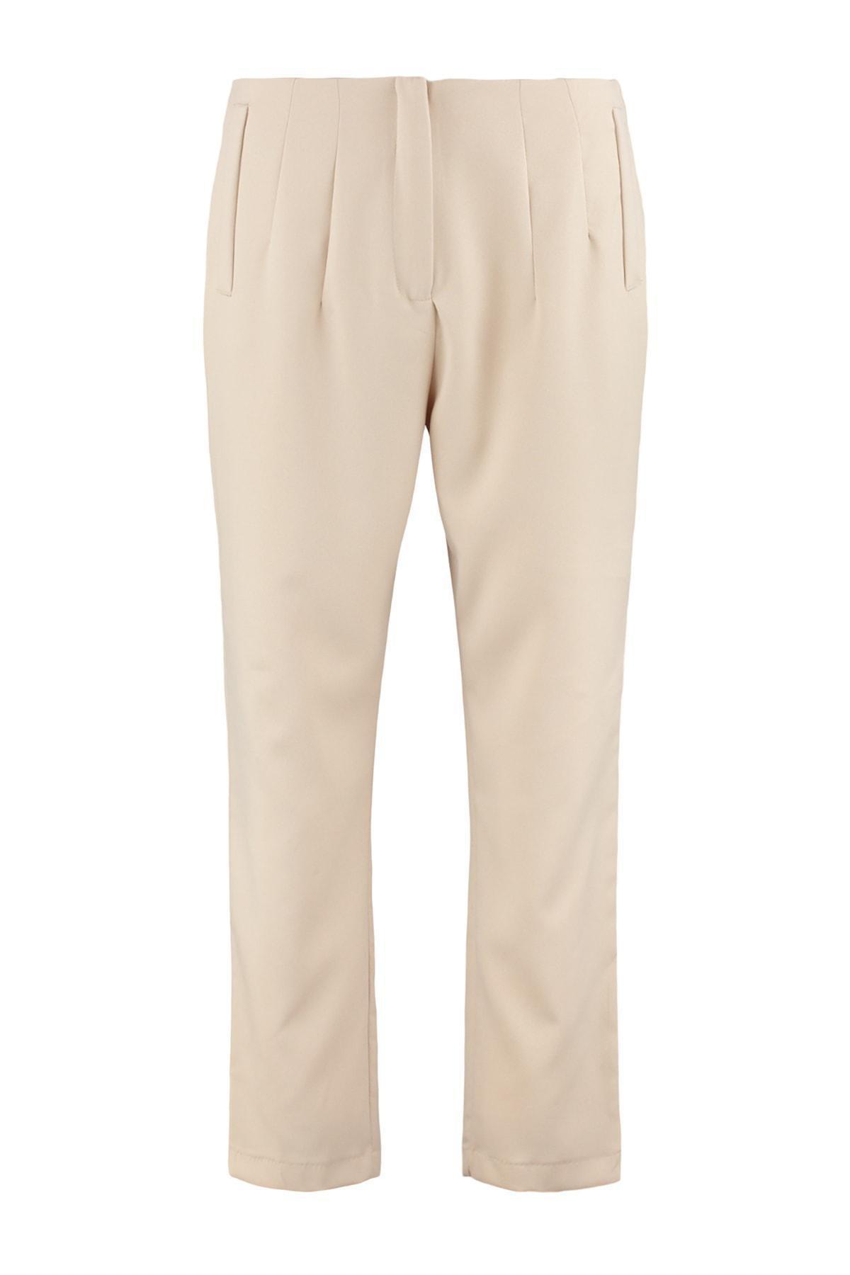 Trendyol - Beige Cigarette Pants Plus Size Pants