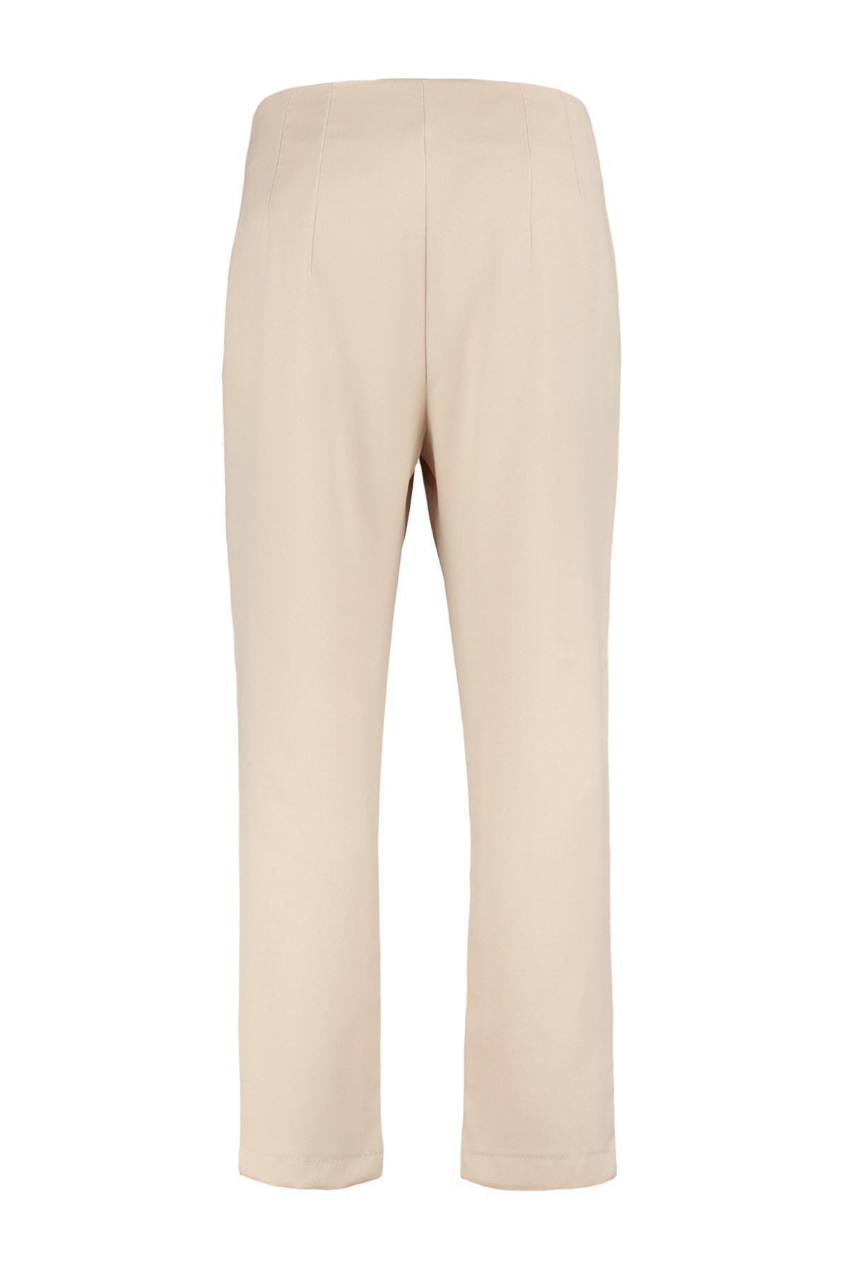 Trendyol - Beige Cigarette Pants Plus Size Pants