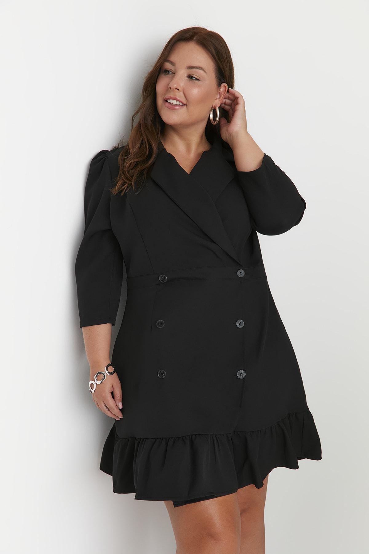 Black Plus Size Blazer Dress, , large image number 0
