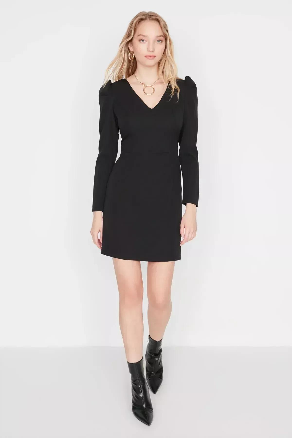 Black A-Line Mini Dress, , large image number 0