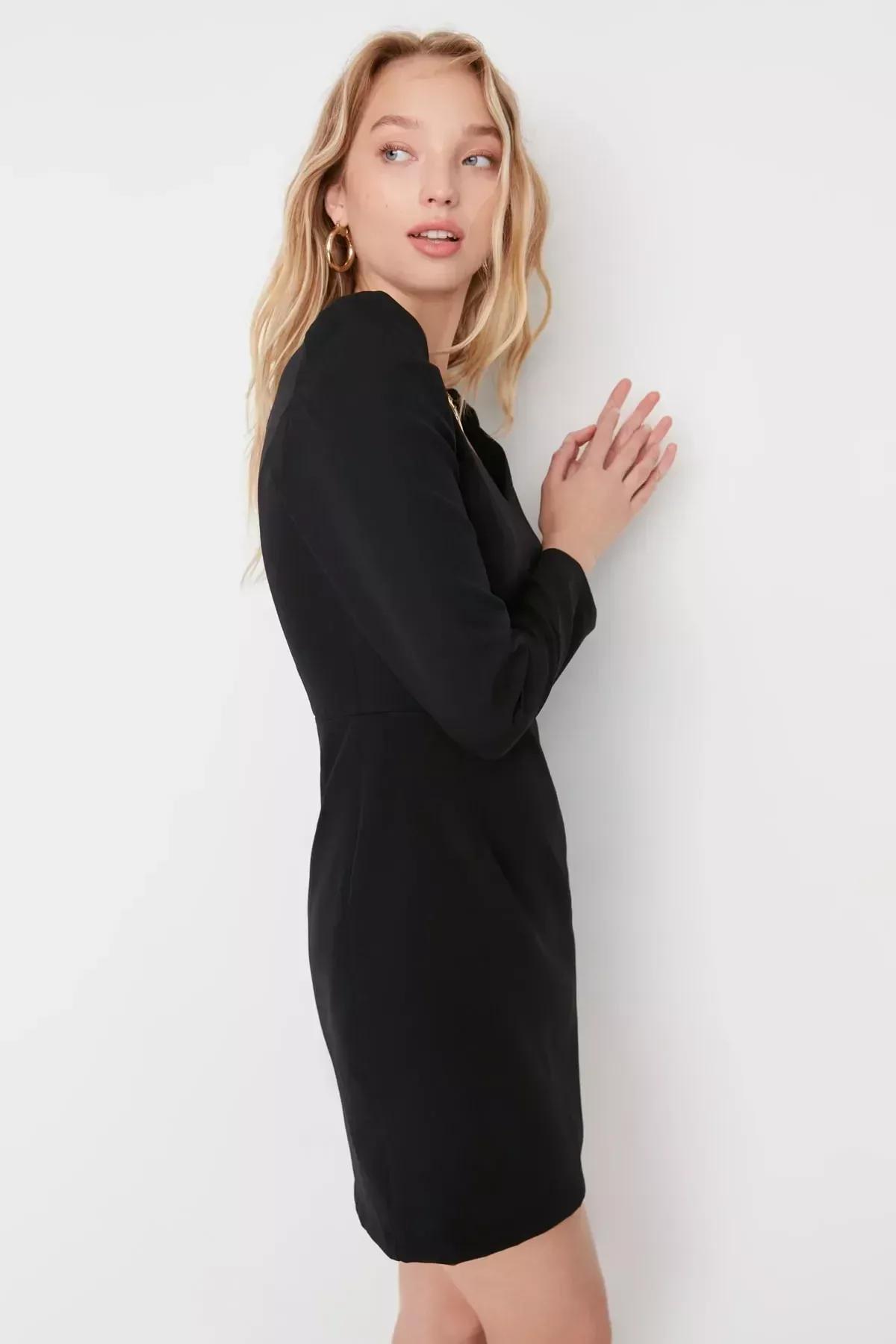 Black A-Line Mini Dress, , large image number 2