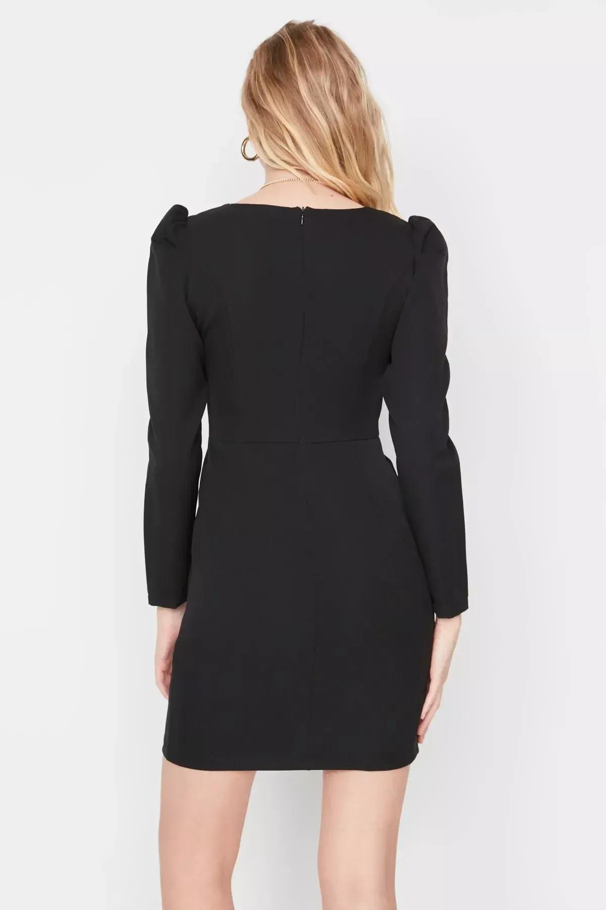 Black A-Line Mini Dress, , large image number 4
