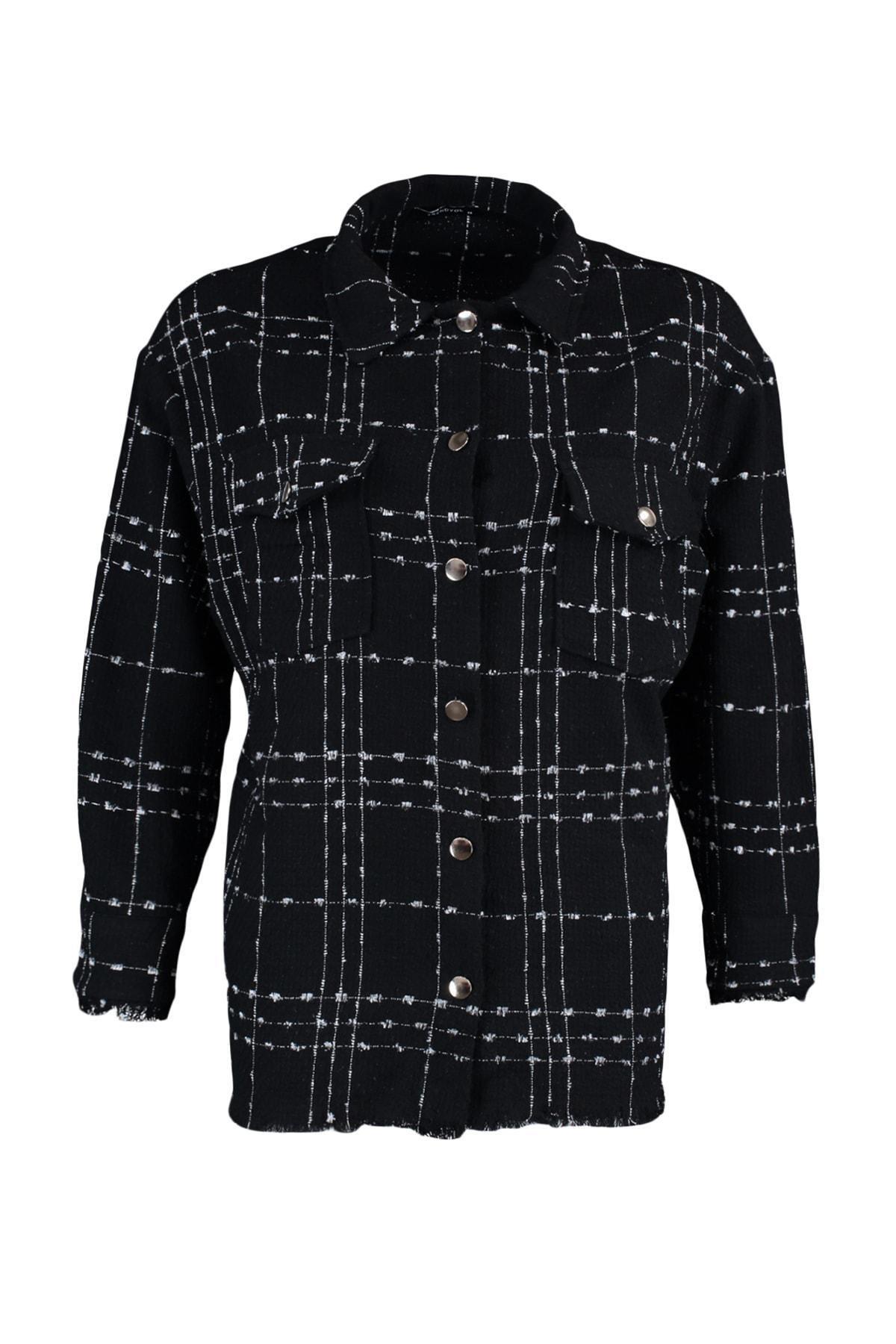 Black Plaid Plus Size Shirt, , large image number 5