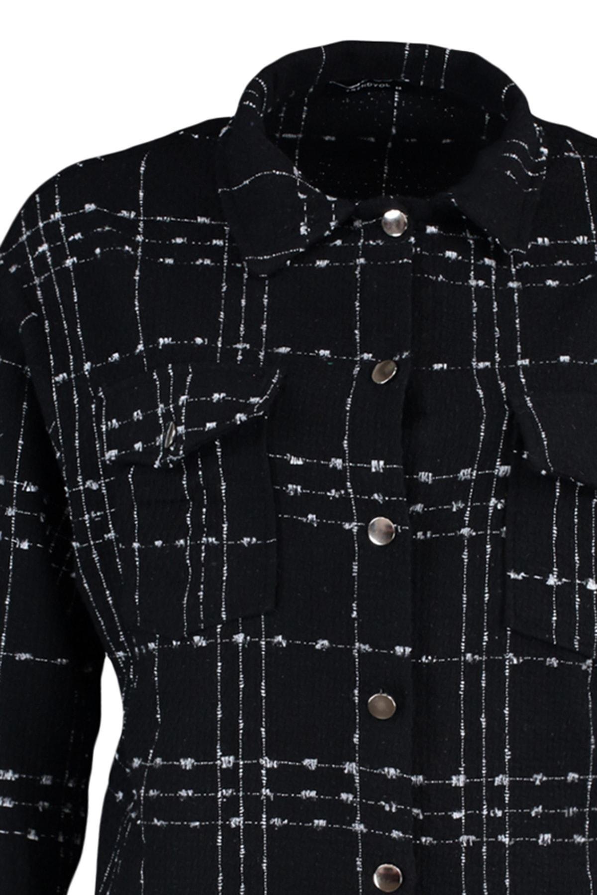 Black Plaid Plus Size Shirt, , large image number 6