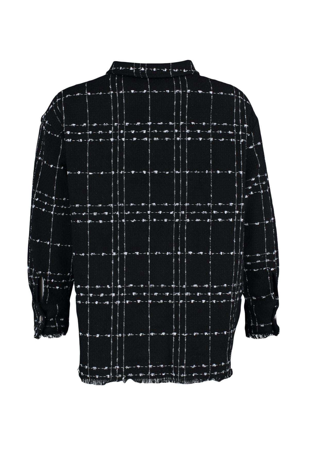Black Plaid Plus Size Shirt, , large image number 7