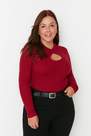 Trendyol - Burgundy Fitted Plus Size Blouse