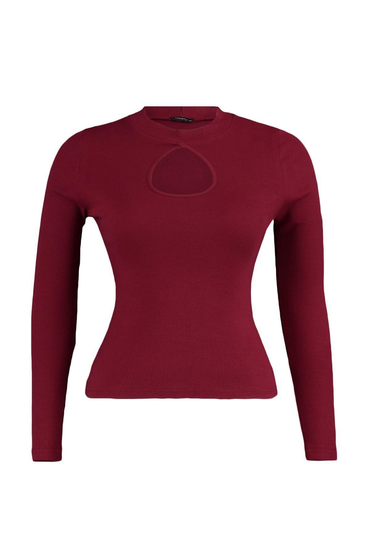 Burgundy Fitted Plus Size Blouse, Burgundy, large image number 5