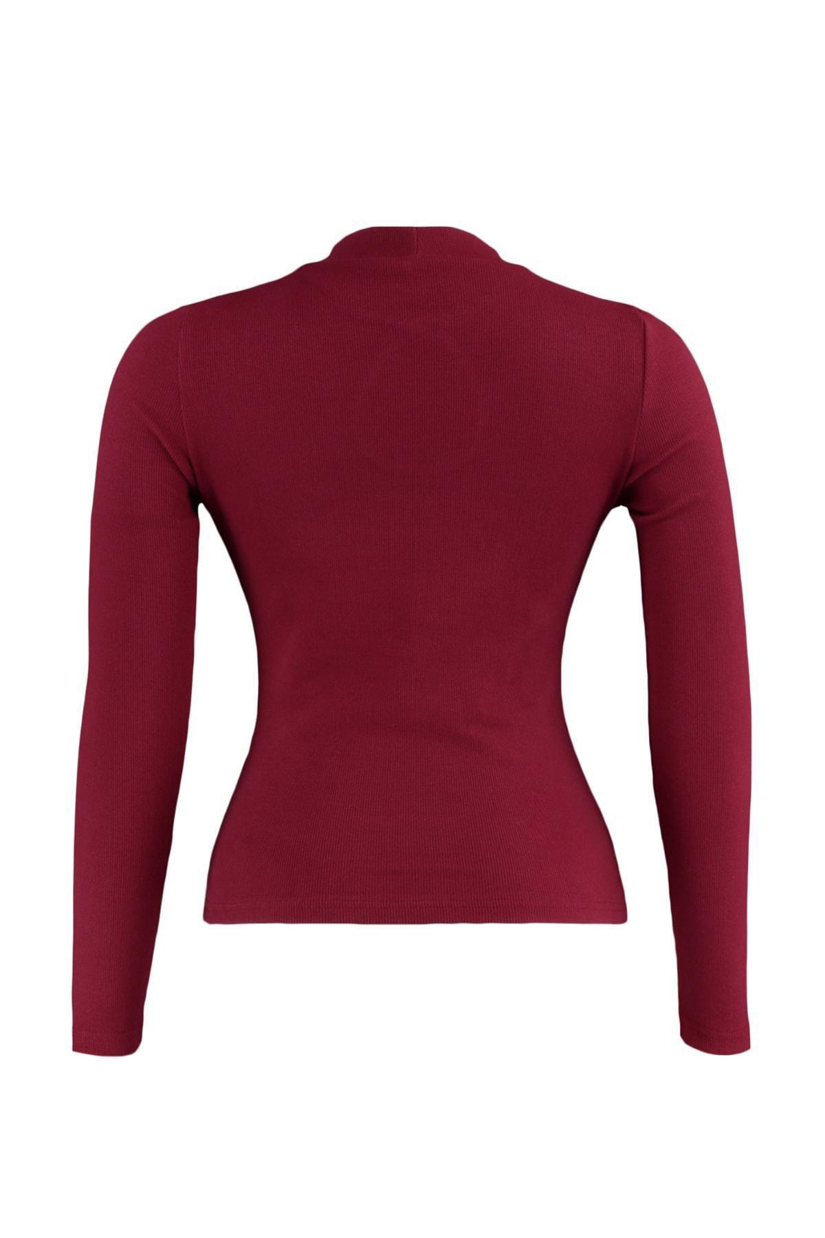 Burgundy Fitted Plus Size Blouse, Burgundy, large image number 6