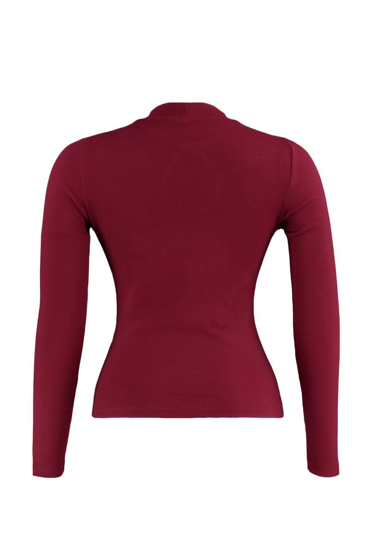 Trendyol - Burgundy Fitted Plus Size Blouse