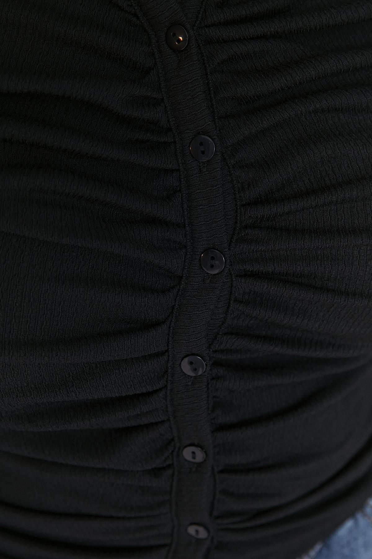 Trendyol - Black Long Sleeve Plus Size Blouse<br>