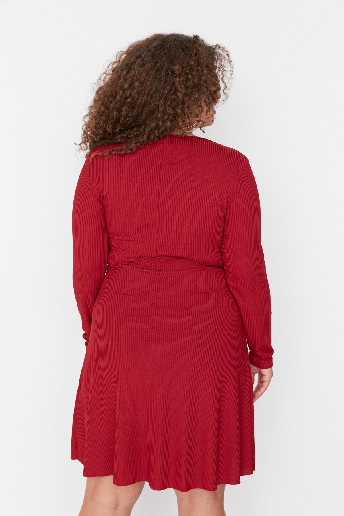Red Skater Plus Size Mini Dress, , large image number 4