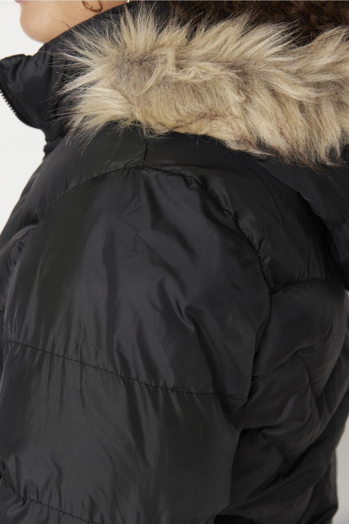 Black Hooded Plus Size Jacket, , large image number 2
