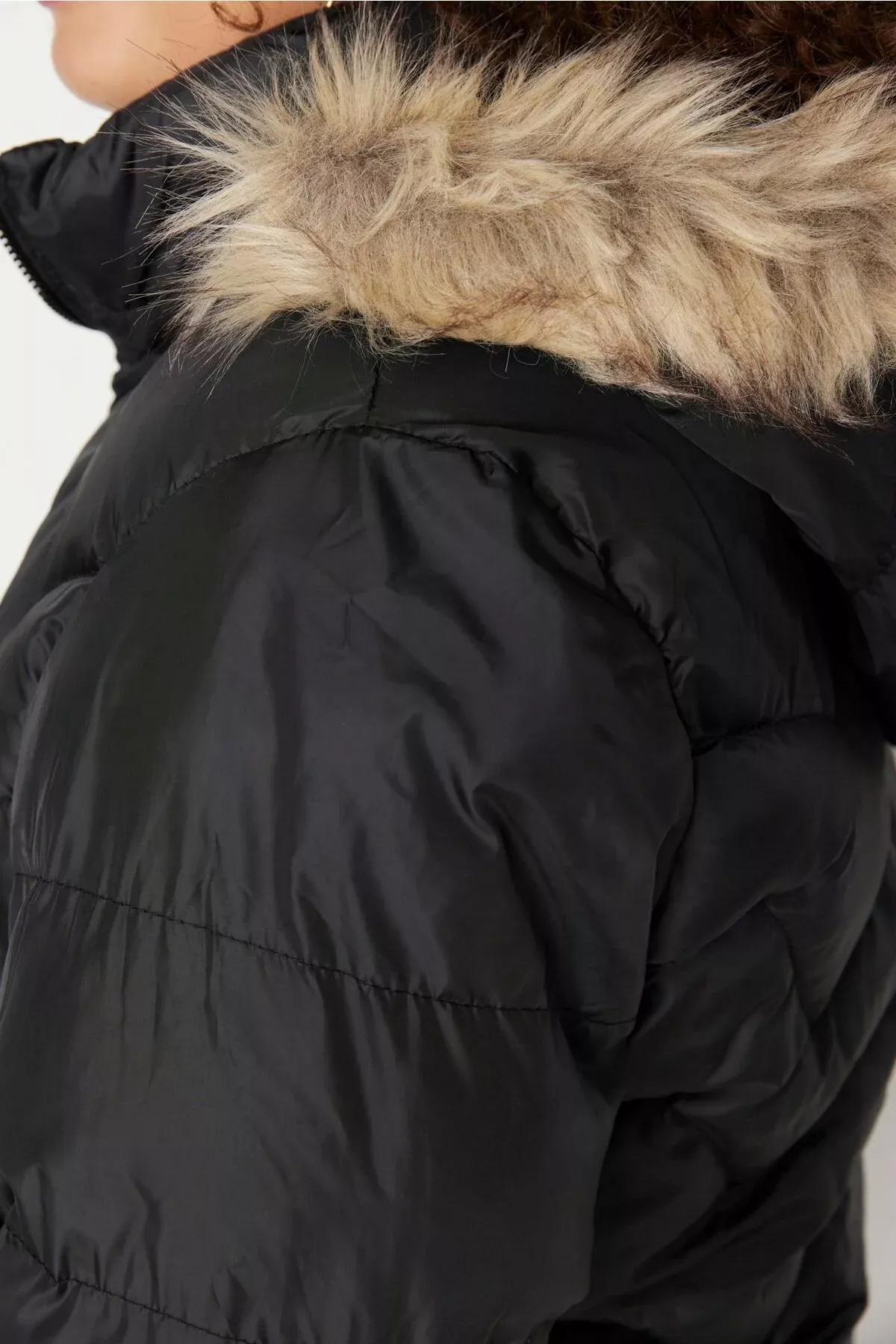 Black Hooded Plus Size Jacket, , large image number 2