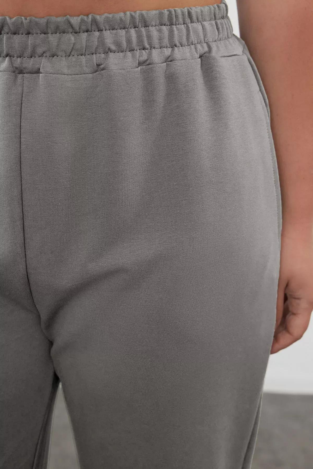 Grey Wide Cut Plus-Size Sweatpants, , large image number 2